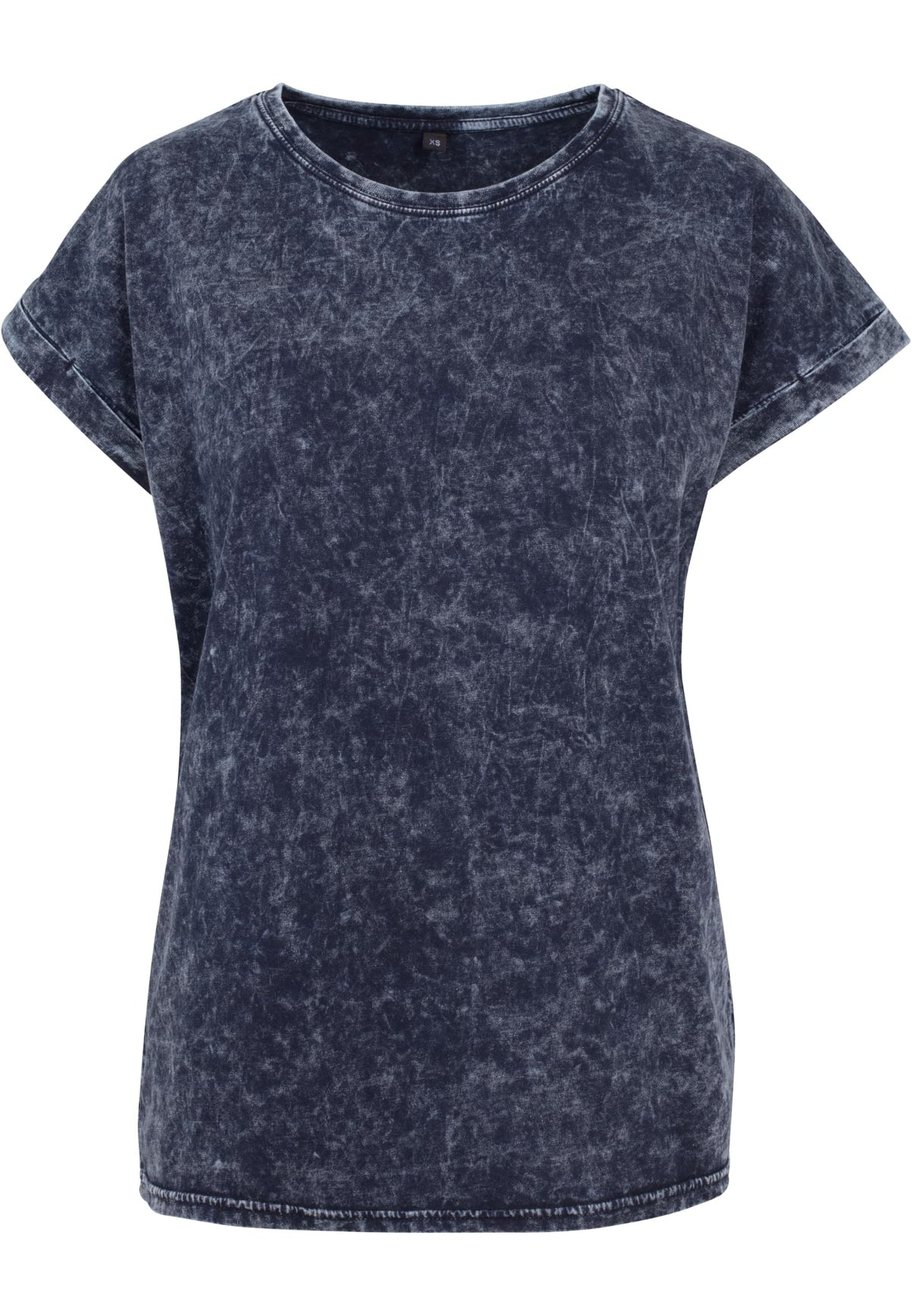 Ladies` Acid Washed Extended Shoulder Tee Indigo White – Produktansicht