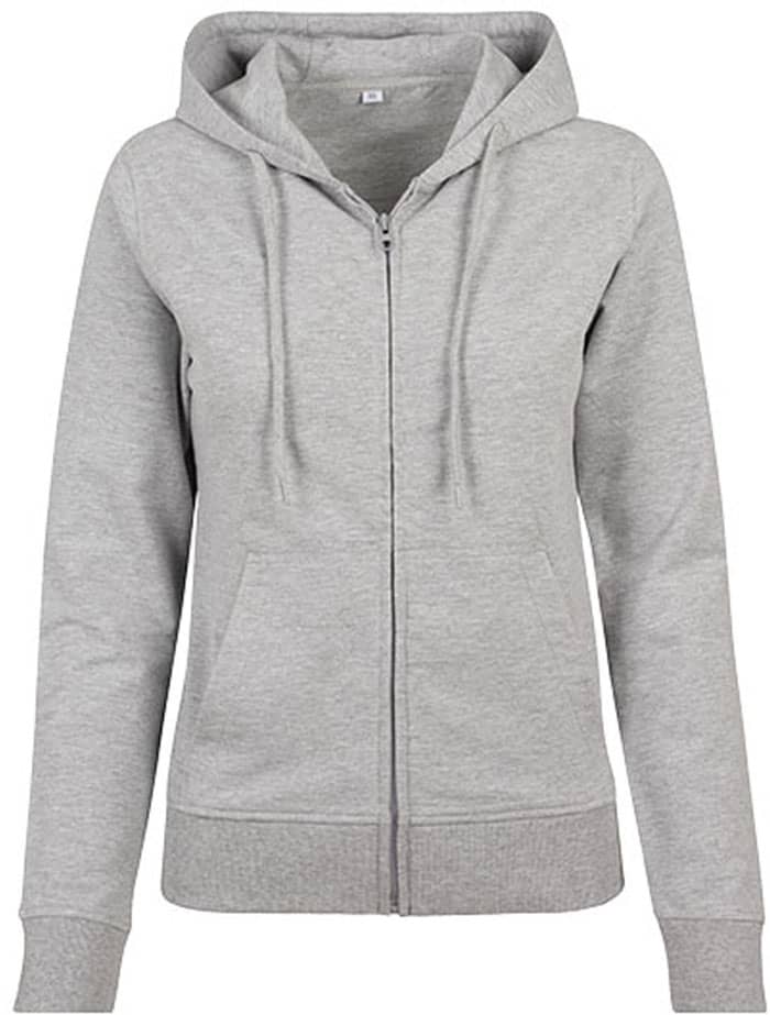 Ladies` Terry Zip Hoody Heather Grey – Produktansicht