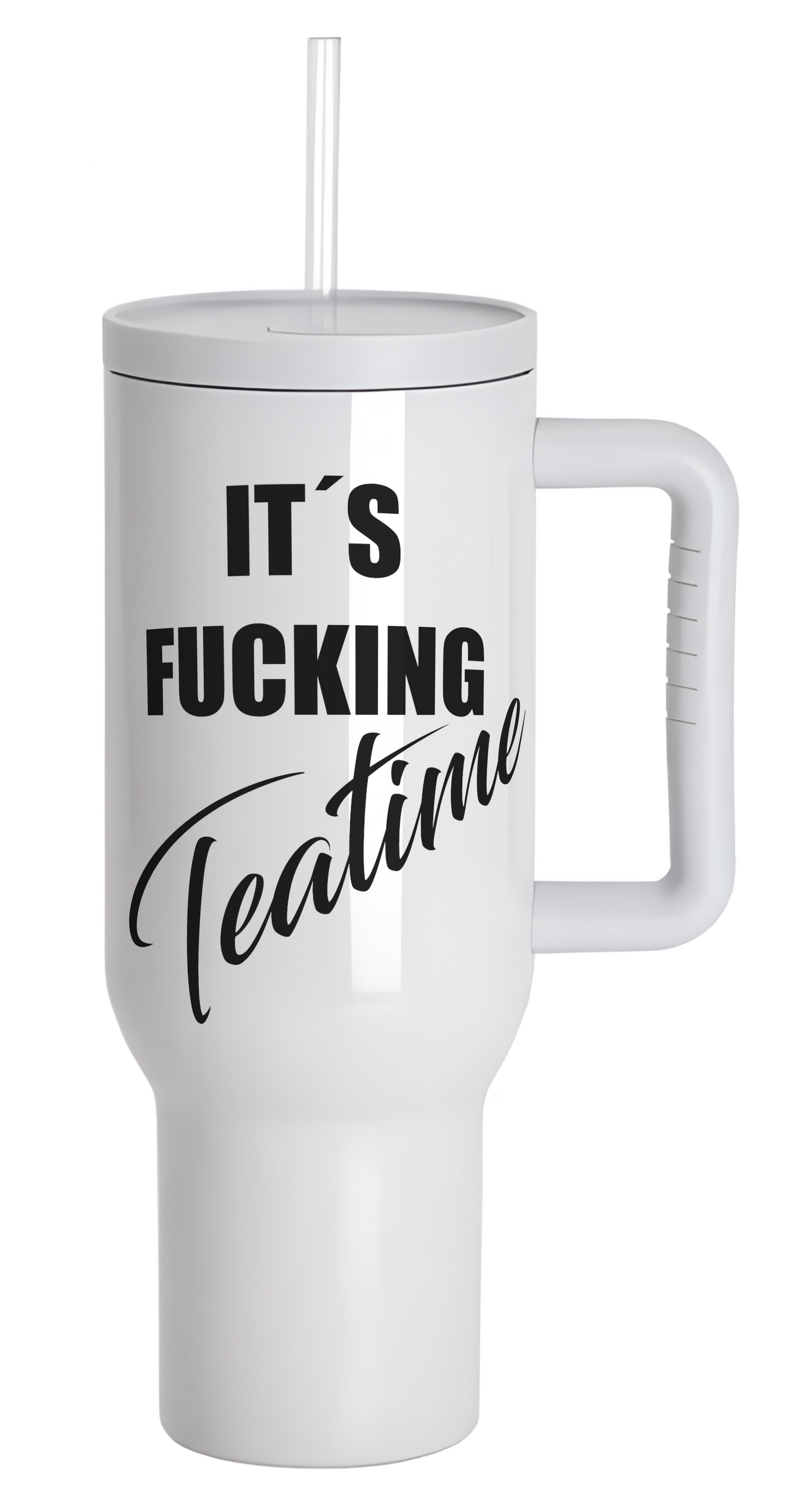 Teatime Edelstahl-Thermobecher mit Deckel und Trinkhalm