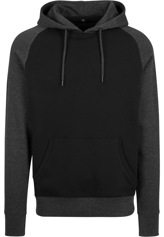 Raglan Hoody Black / Charcoal (Heather) – Produktansicht
