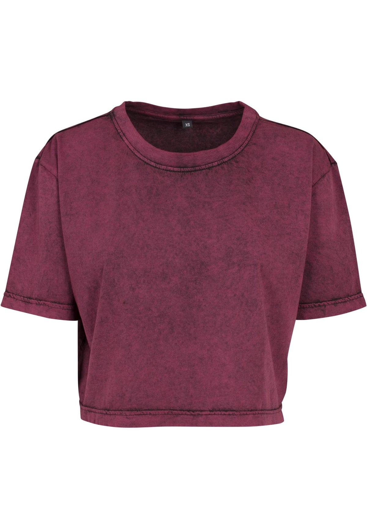 Ladies` Acid Washed Cropped Tee Berry Black – Produktansicht