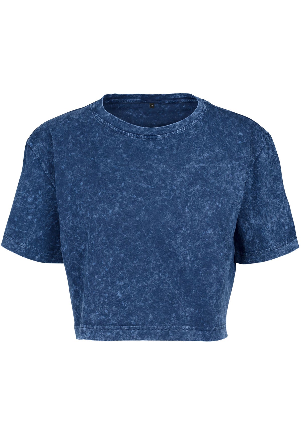 Ladies` Acid Washed Cropped Tee Indigo White – Produktansicht