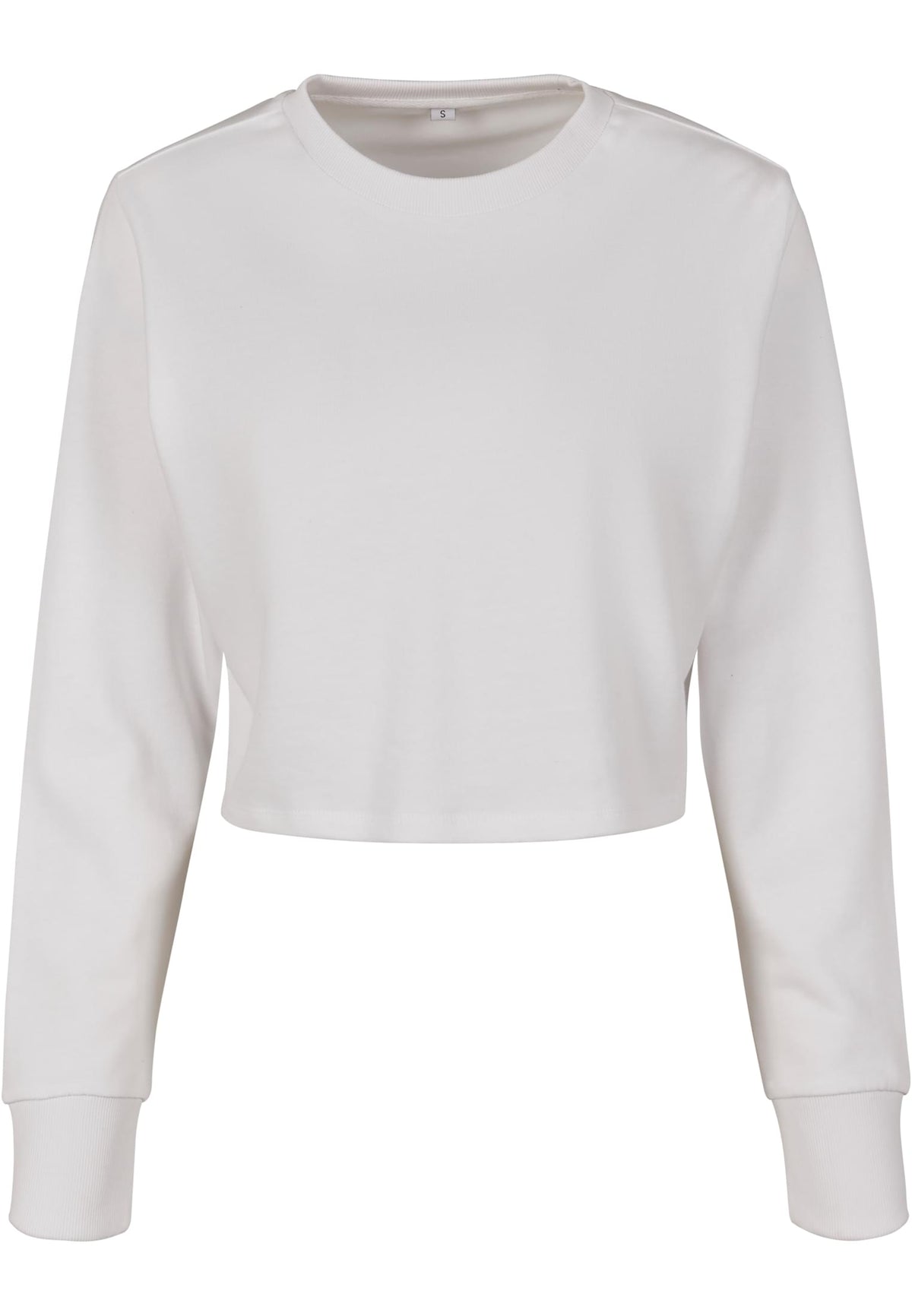 Ladies Terry Cropped Crew White – Produktansicht