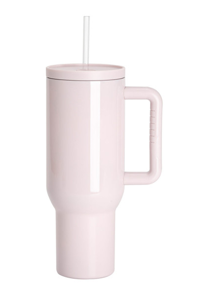 Edelstahl-Thermobecher mit Deckel und Trinkhalm