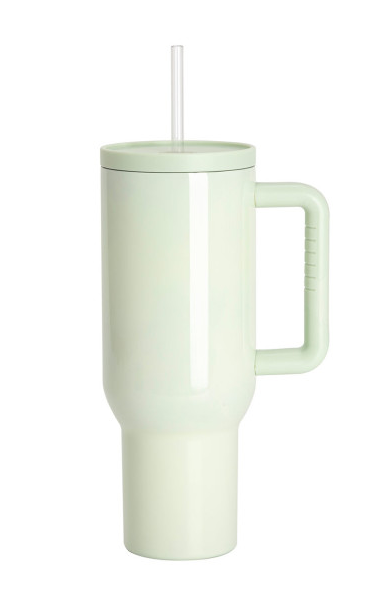 Edelstahl-Thermobecher mit Deckel und Trinkhalm