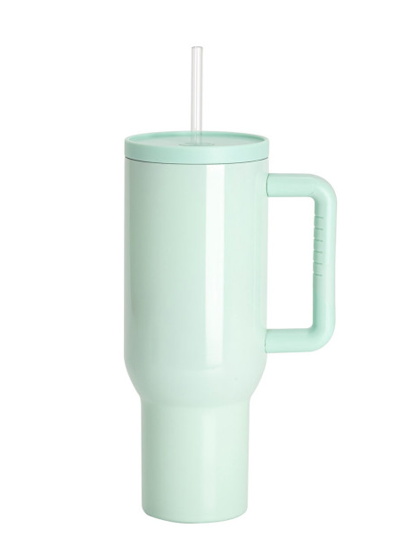 Edelstahl-Thermobecher mit Deckel und Trinkhalm