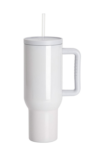 Edelstahl-Thermobecher mit Deckel und Trinkhalm