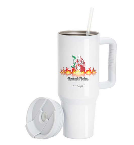 Team Vitale Edelstahl-Thermobecher mit Deckel und Trinkhalm